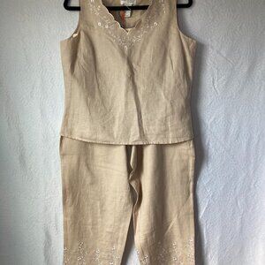 Real Comfort by CHADWICK'S 2-pc Set Sleeveless Top & Pants Embroidered size 10P
